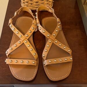 Marc Fisher Tan Studded Sandals